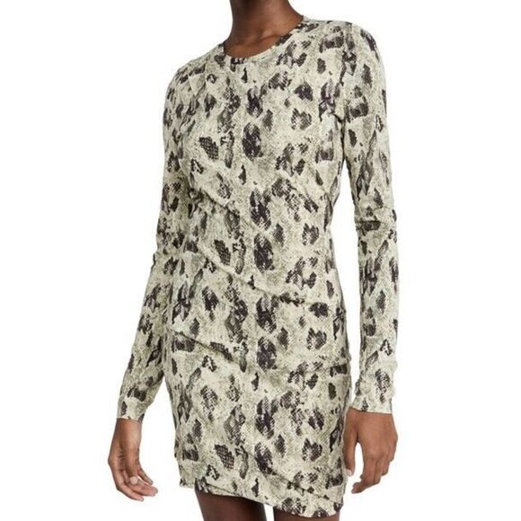 NWOT Rag & Bone Poppy Snakeskin Pattern Ruched Mini Dress Women’s Medium - Picture 1 of 11